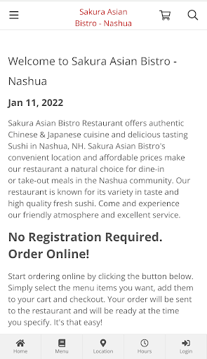 Sakura Asian Bistro - Nashua captura de pantalla 