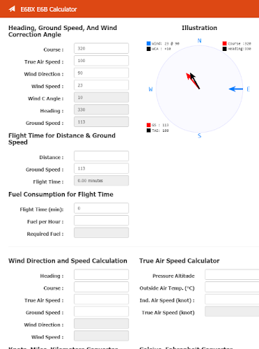 E6BX E6B Calculator экрана 2