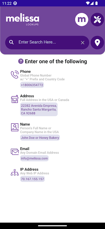 Melissa Lookups Screenshot 1