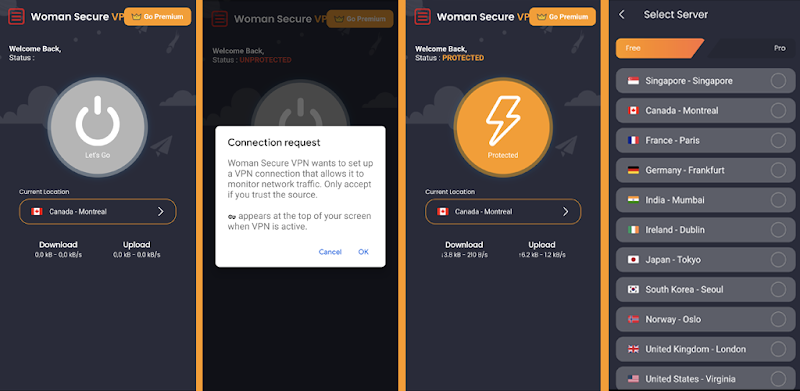 Woman Secure VPN captura de pantalla 