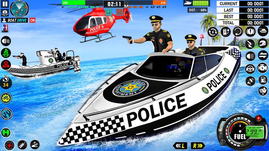 Police Boat Chase Crime Games captura de pantalla 