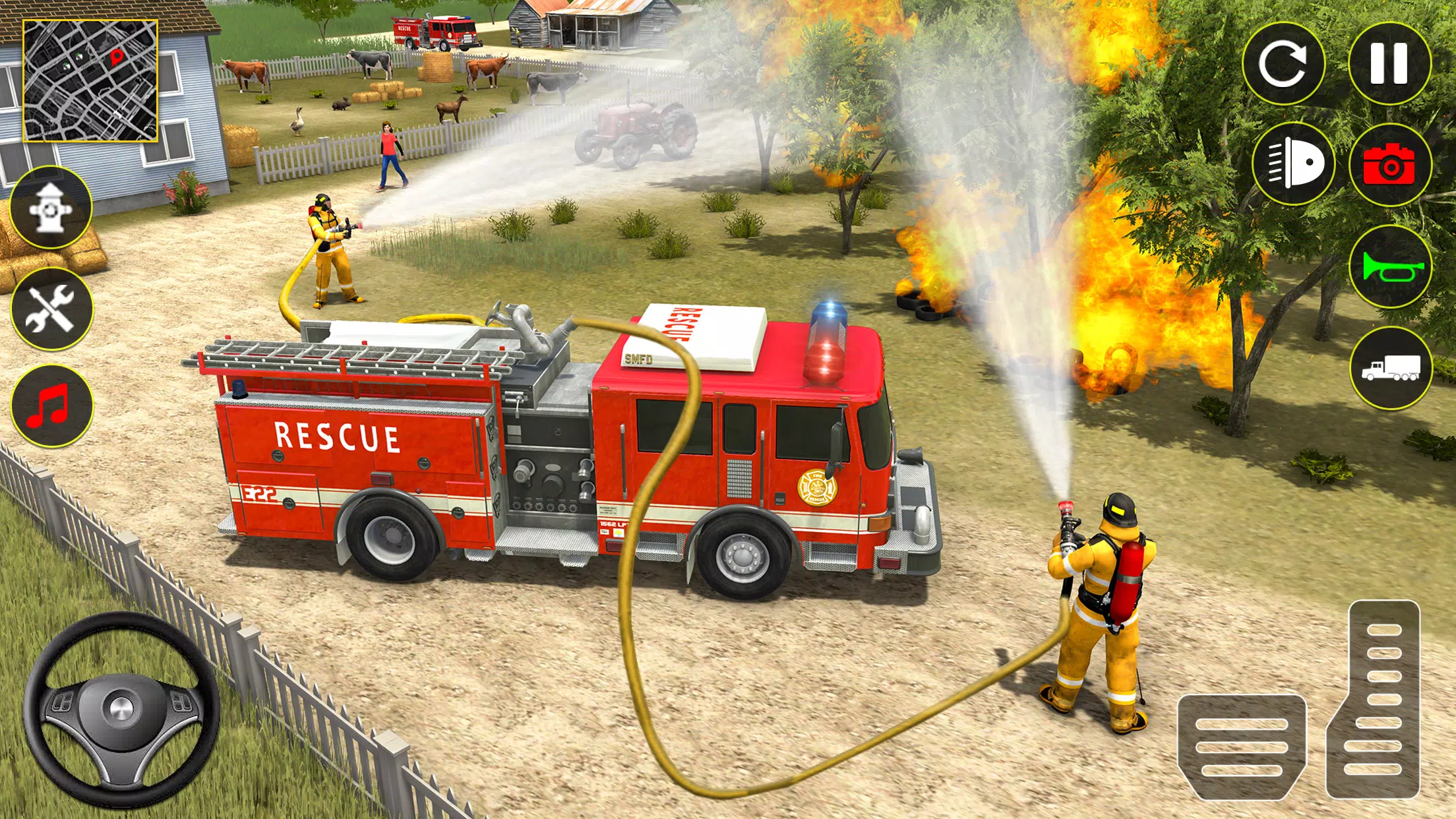 Fire Truck Rescue Sim Games 3d ekran görüntüsü 2