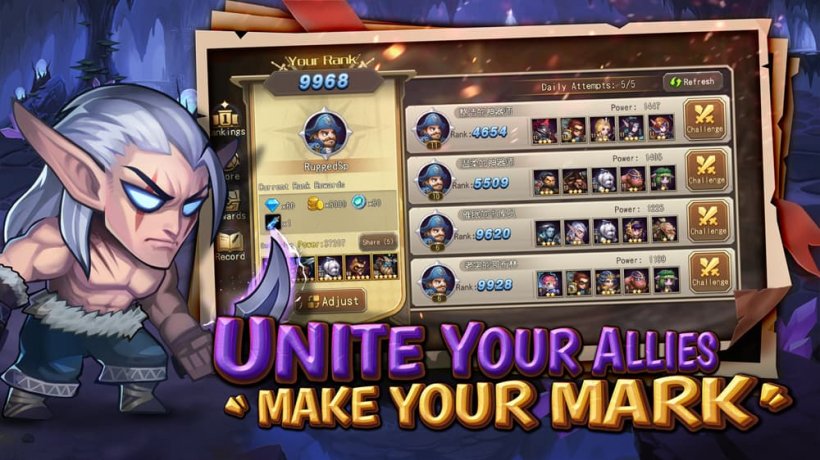 A store-page screenshot showcasing a Warcraft-esque purple elf