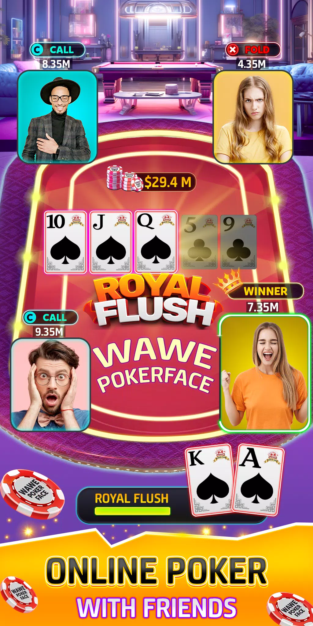 Wawe Poker Face - Holdem Poker ဖန်သားပြင်ဓာတ်ပုံ 1