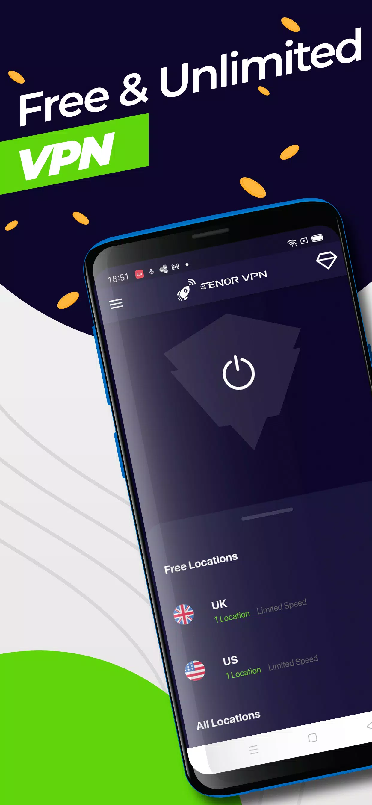 Tenor VPN - Free and Fast Turbo VPN Proxy Server ekran görüntüsü 1