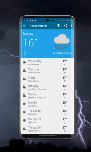 Thunderstorm- weather warnings स्क्रीनशॉट 4