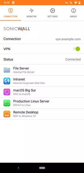 SonicWall Mobile Connect ဖန်သားပြင်ဓာတ်ပုံ 2