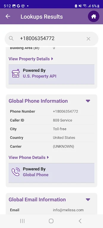 Melissa Lookups Screenshot 4