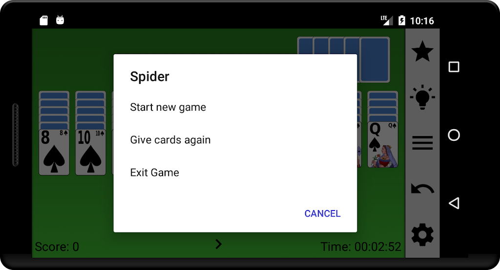Spider card game 2019 captura de pantalla 