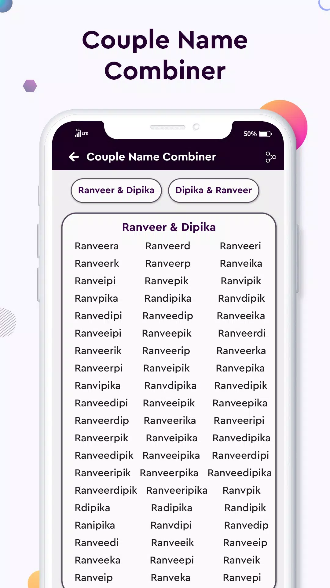 Baby name Couple Name Combiner ဖန်သားပြင်ဓာတ်ပုံ 4
