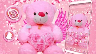 Pink Teddy Bear Theme ဖန်သားပြင်ဓာတ်ပုံ 2