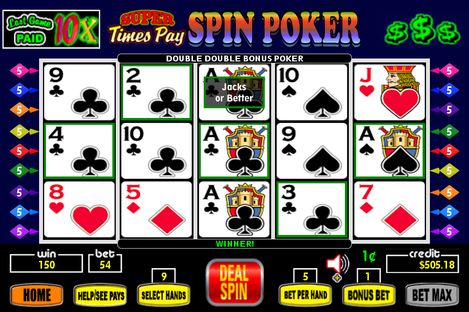 Super Times Pay Spin Poker - FREE screenshot 1