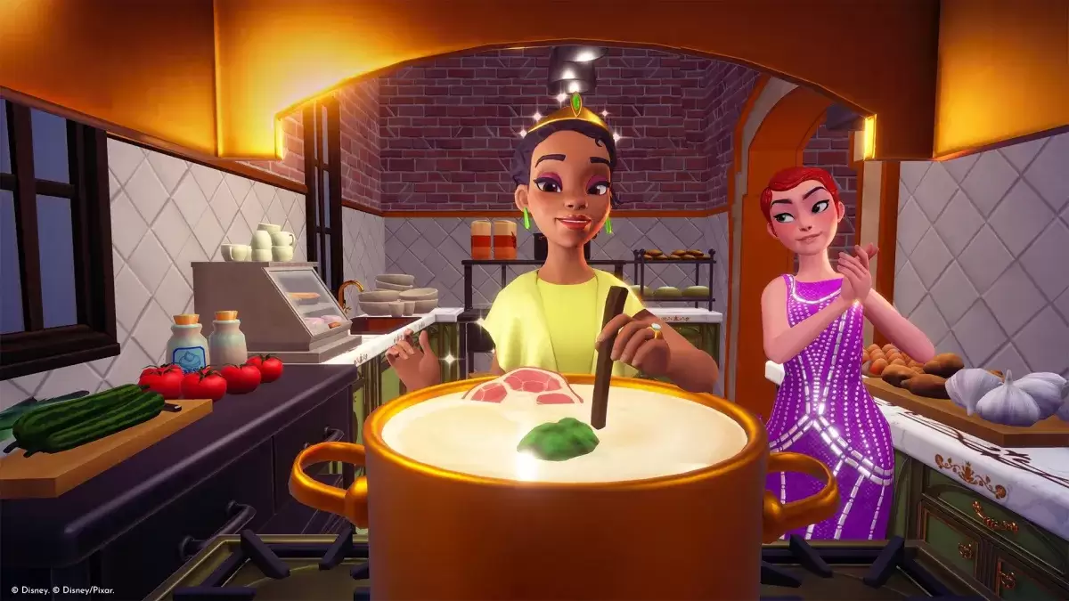 Tiana Cooking dans Disney Dreamlight Valley.