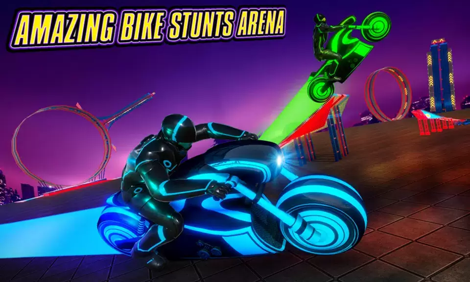 Light Bike Stunt Racing Game экрана 3