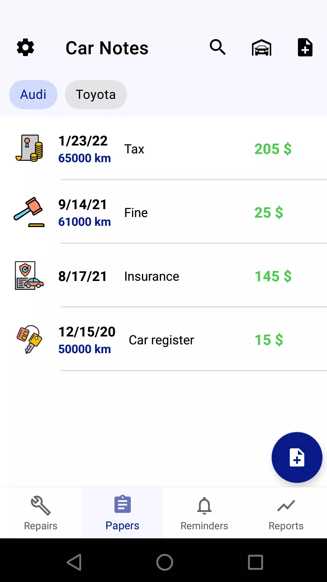 Screenshot Car service tracker 2