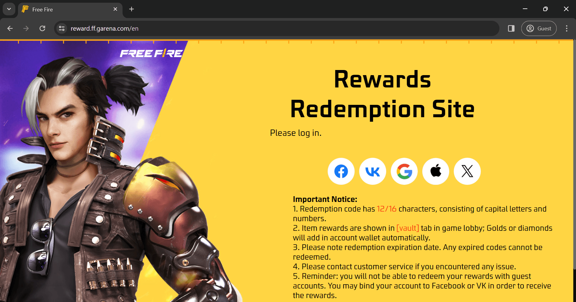 Free Fire Redeem Codes