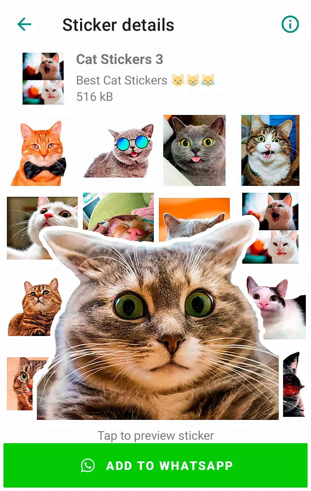 Cute Cat Stickers for WhatsApp ekran görüntüsü 3