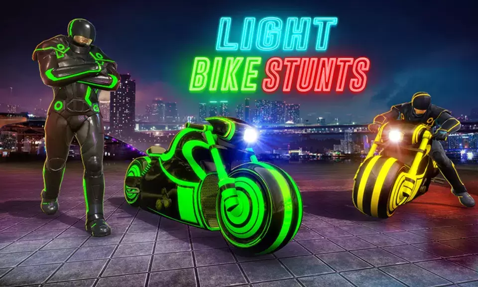 Light Bike Stunt Racing Game экрана 4