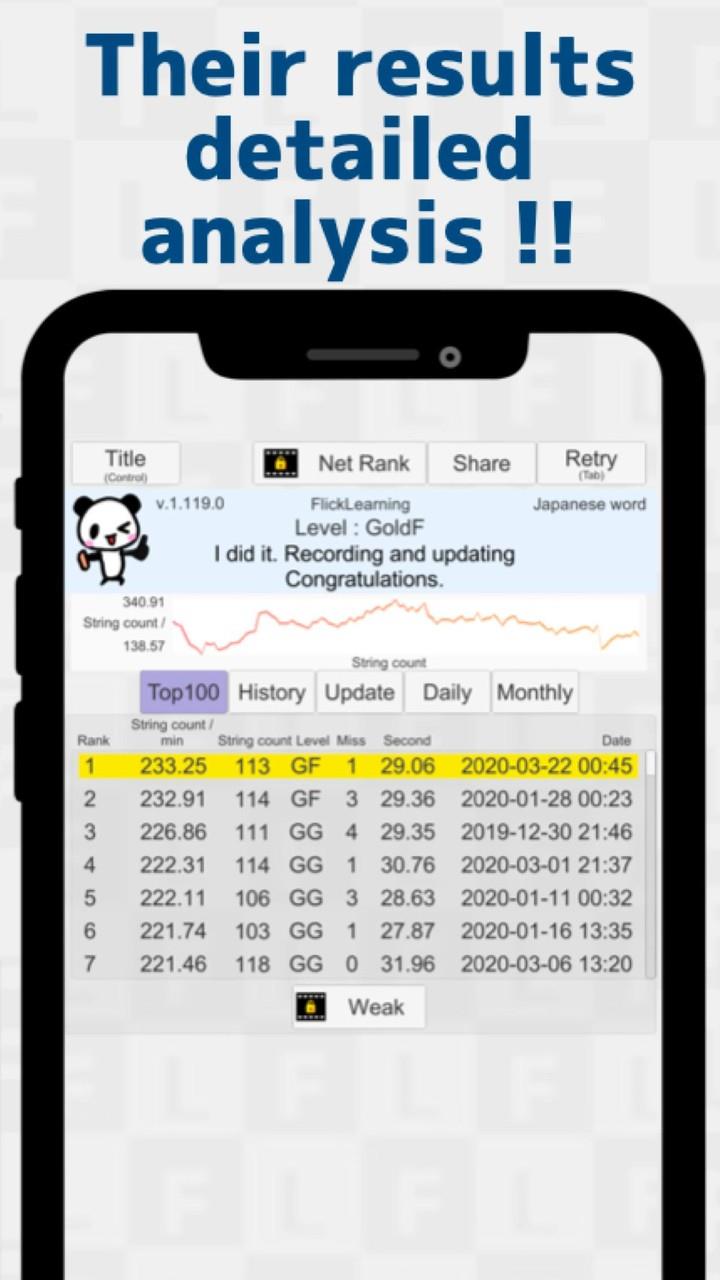 Japanese Flick Typing app スクリーンショット 2