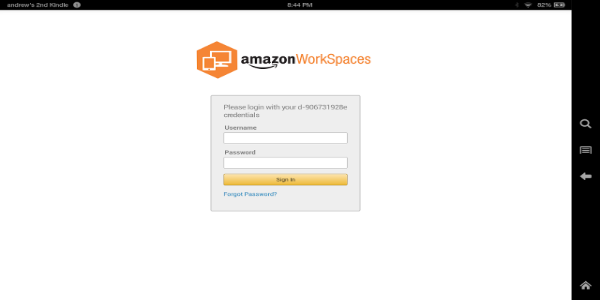 Screenshot Amazon WorkSpaces 1