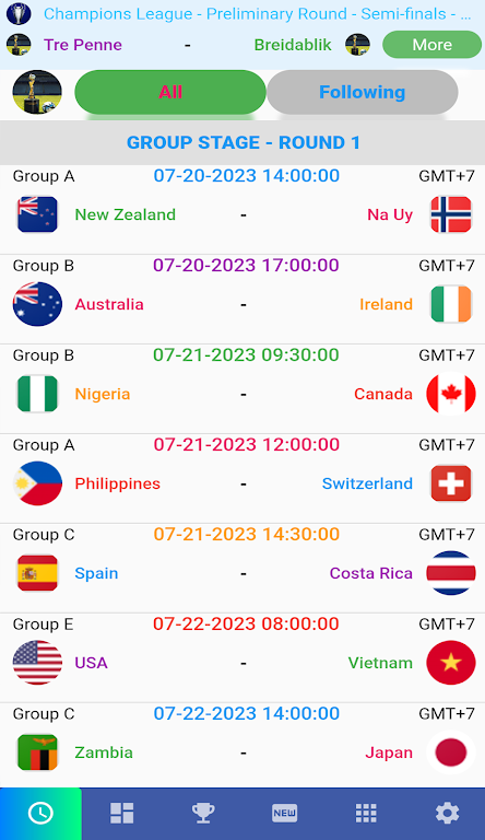 Screenshot Female Cup Matches 1