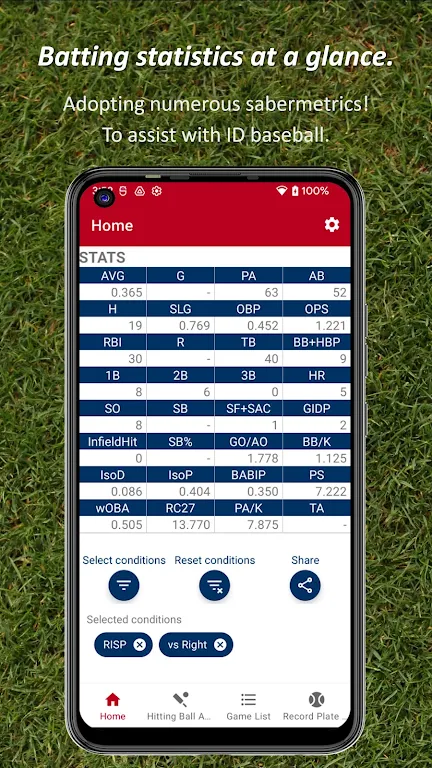 Batting STATS Manager экрана 1