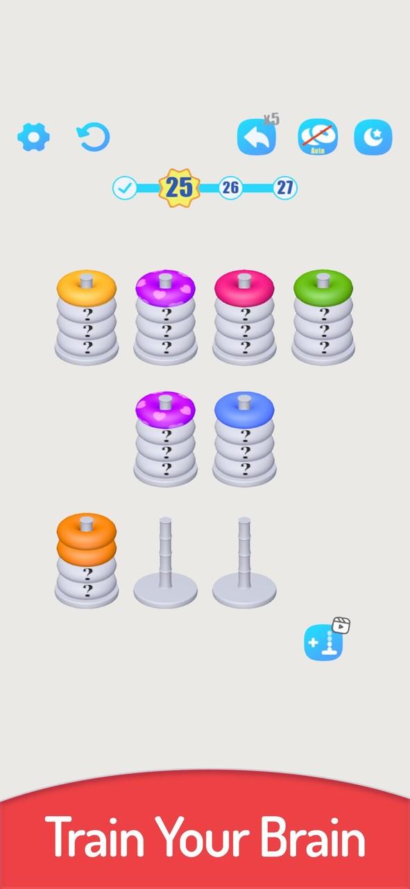 3D Color Sort Hoop Stack Screenshot 2