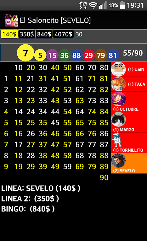 Screenshot Bingo UsuBingo 3