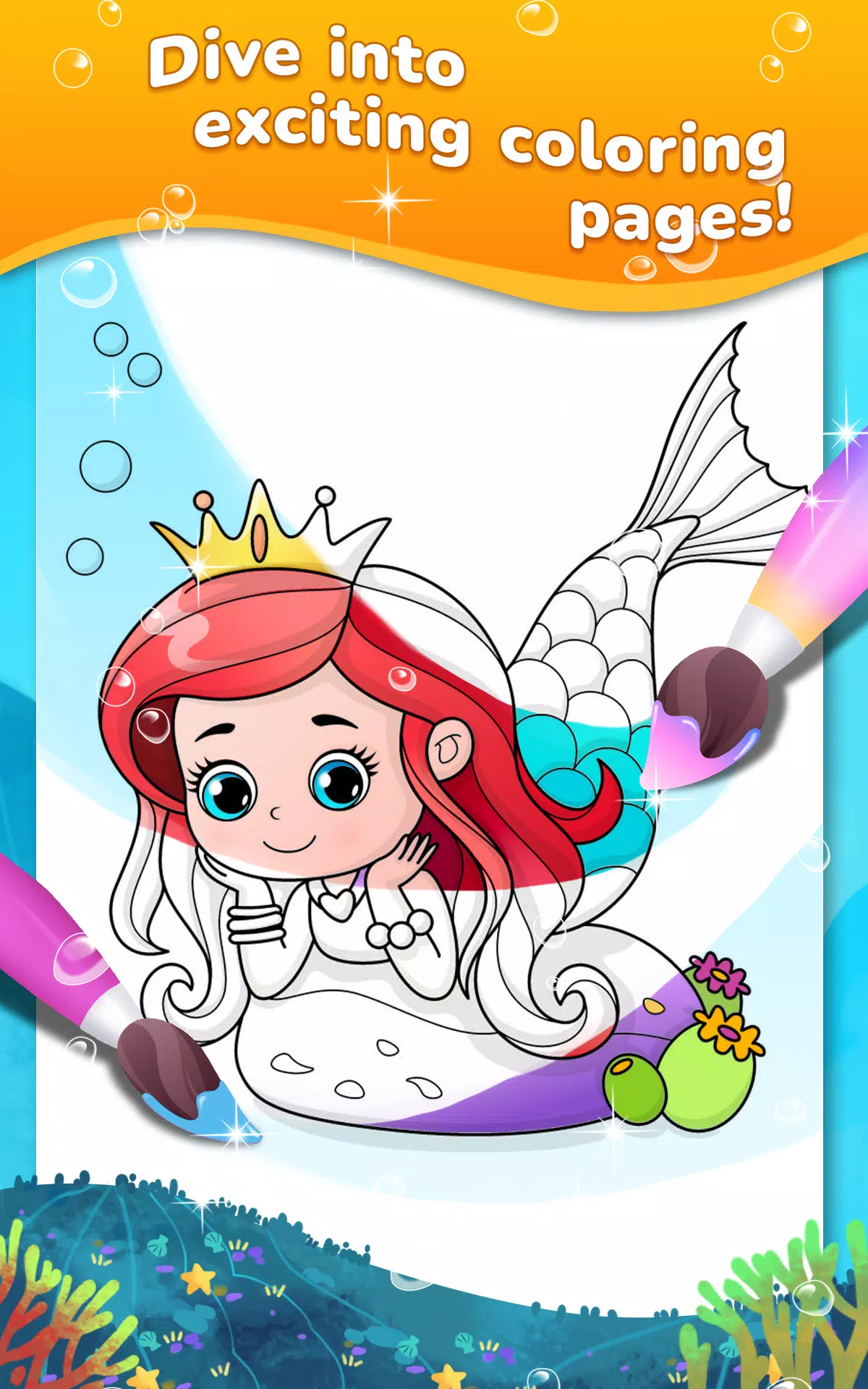 Mermaid coloring book gradient Screenshot 1