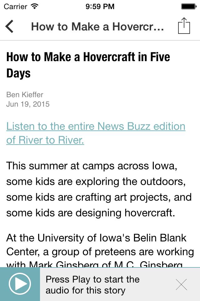 Screenshot Iowa Public Radio App 4