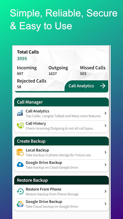 Cally - Call Backup & Recover экрана 1