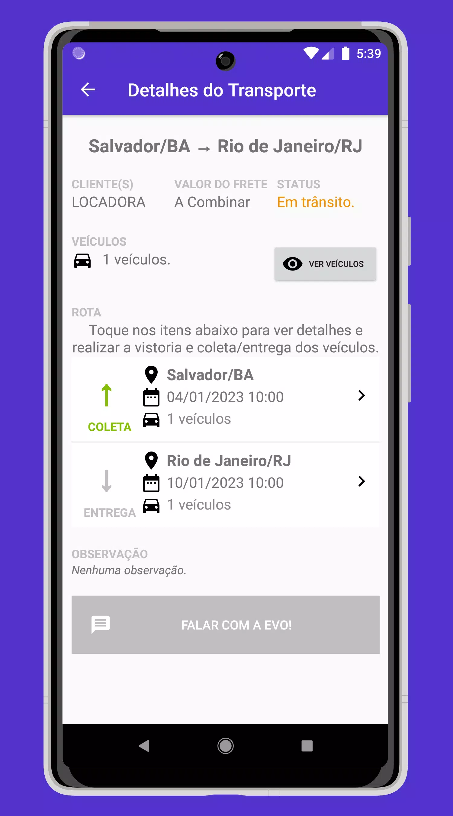 EVO! Transporte de Veículos screenshot 3