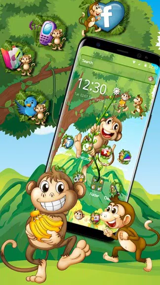 The Cute Cartoon Monkey Theme স্ক্রিনশট 2