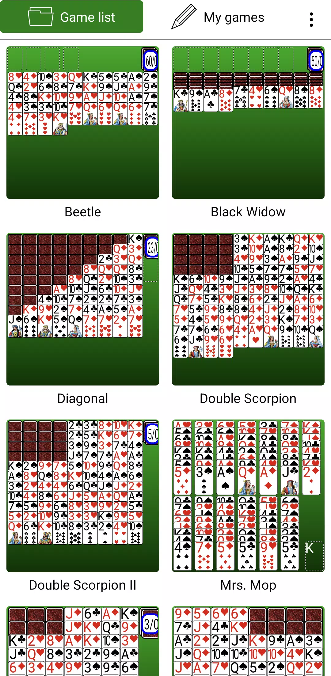 Spider Solitaires ဖန်သားပြင်ဓာတ်ပုံ 1