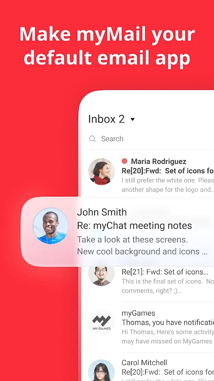 myMail: почта для Gmail и Mail экрана 1