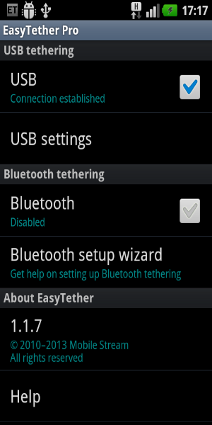 Screenshot EasyTether Pro 1