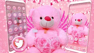 Pink Teddy Bear Theme ဖန်သားပြင်ဓာတ်ပုံ 1