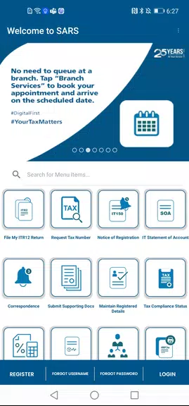 Screenshot SARS Mobile eFiling 3