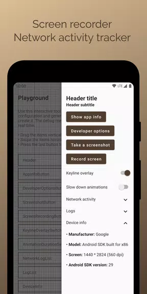 Beagle - Debug menu demo zrzut ekranu 3