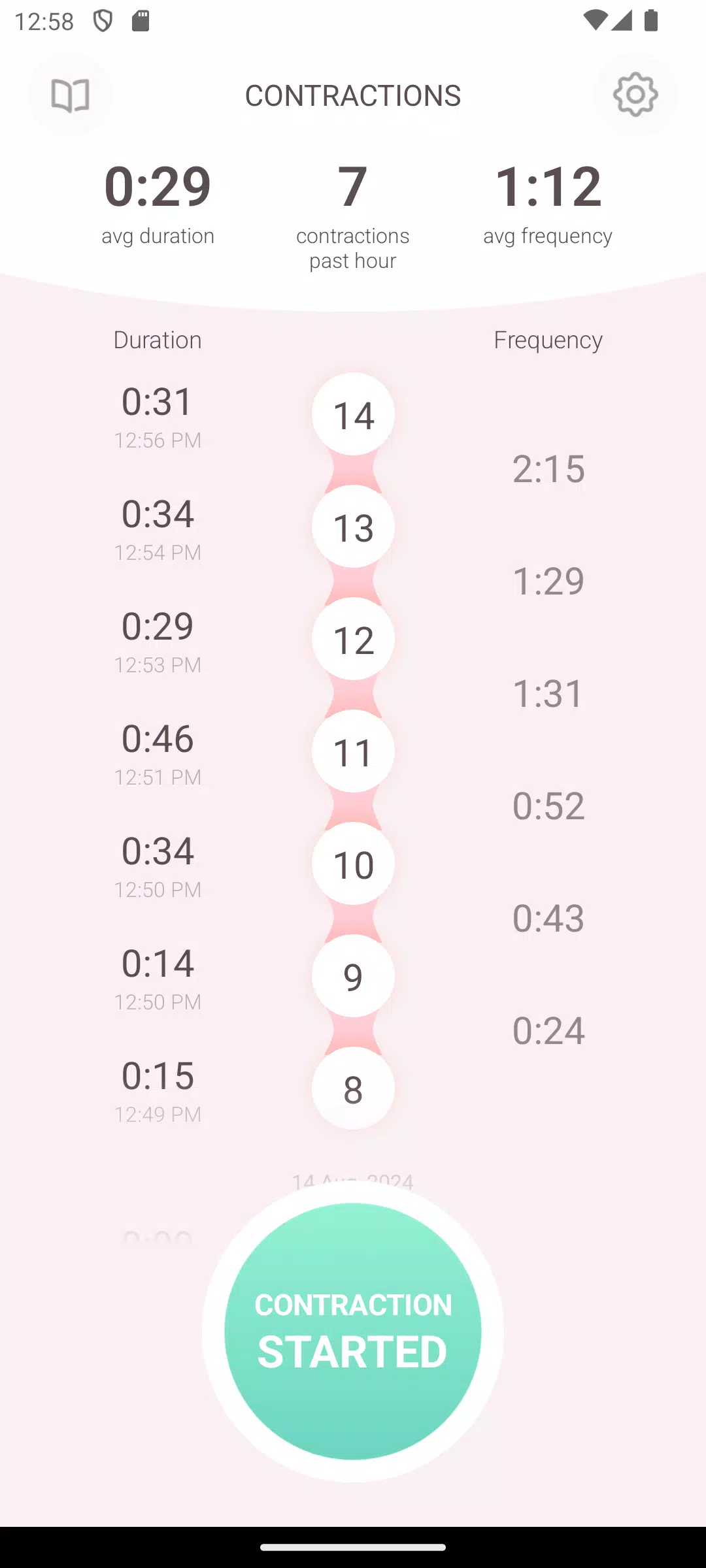 Contraction Timer & Counter 9m Screenshot 2