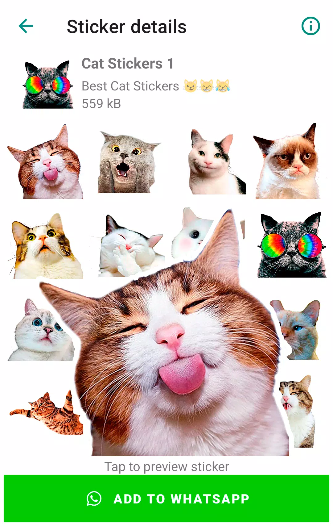 Cute Cat Stickers for WhatsApp ảnh chụp màn hình 1