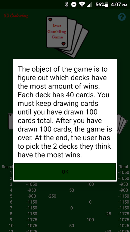 Iowa Gambling Game: Decision Making With Cards Screenshot 2