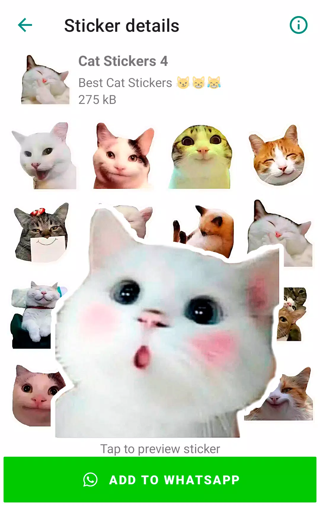 Cute Cat Stickers for WhatsApp screenshot 4