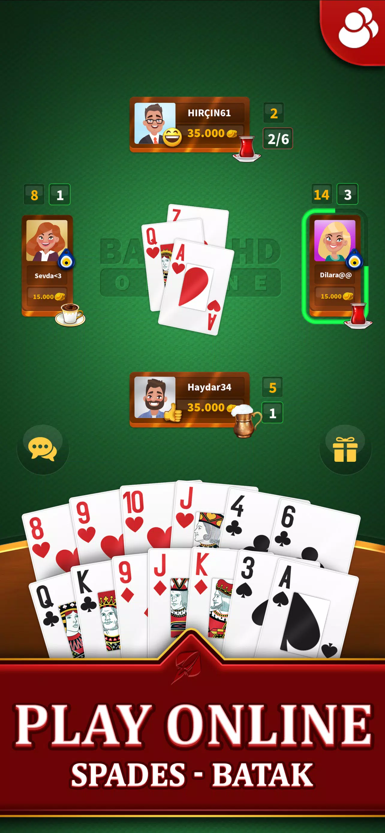 Spades - Batak Online HD स्क्रीनशॉट 2