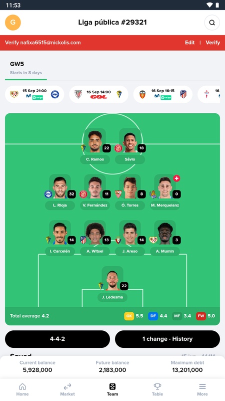 Bemanager: Fantasy Football экрана 2