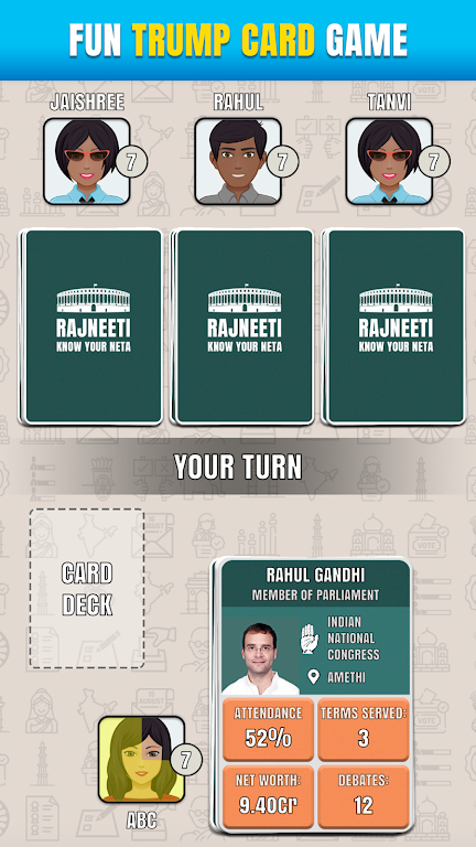Rajneeti - Trump Card Game screenshot 1