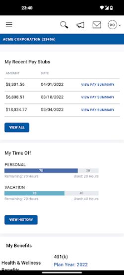 Screenshot Paychex Oasis Employee Connect 3