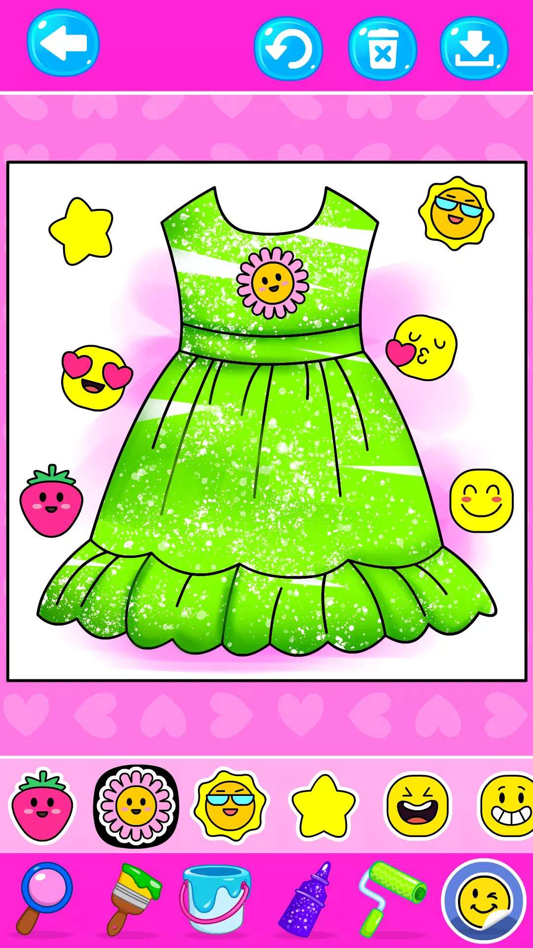 Girls Glitter Dress Coloring ekran görüntüsü 4