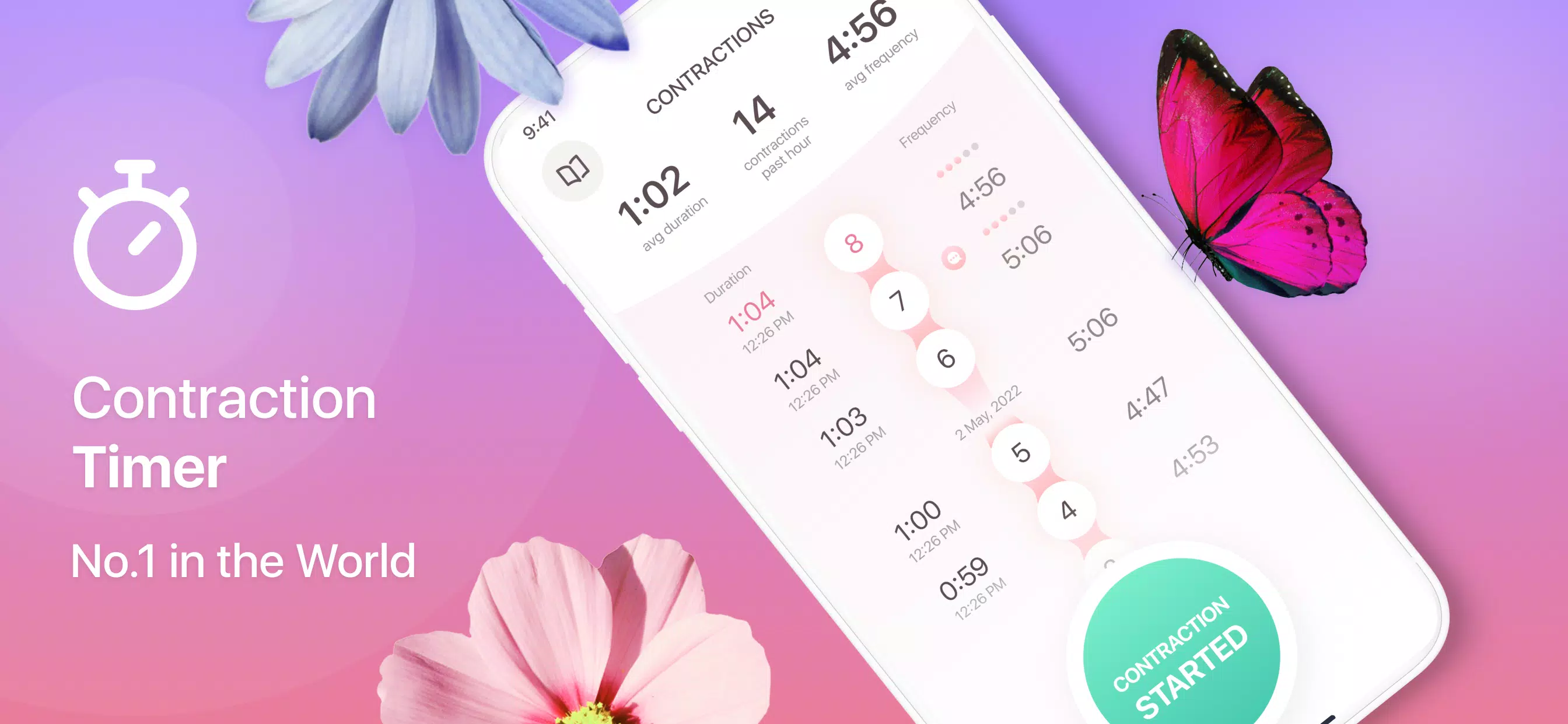 Contraction Timer & Counter 9m Screenshot 1