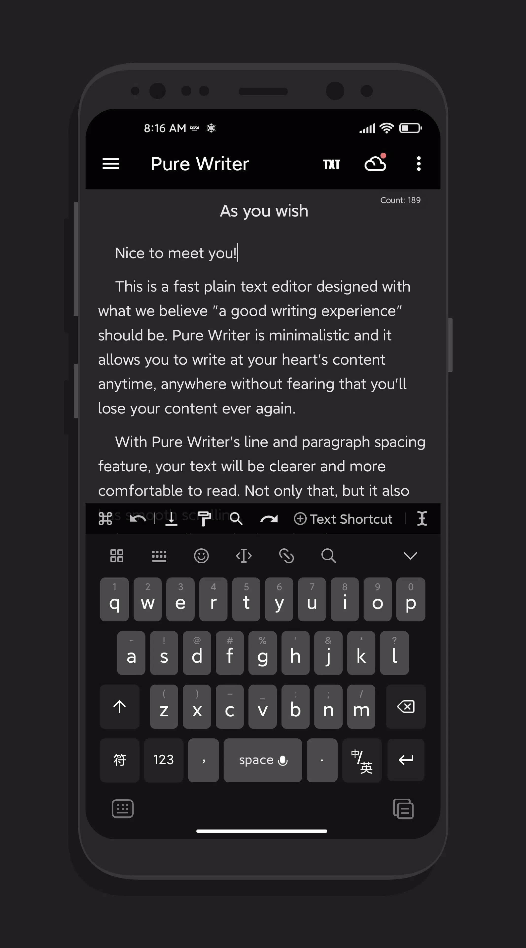 Pure Writer - Writing & Notes Screenshot 1